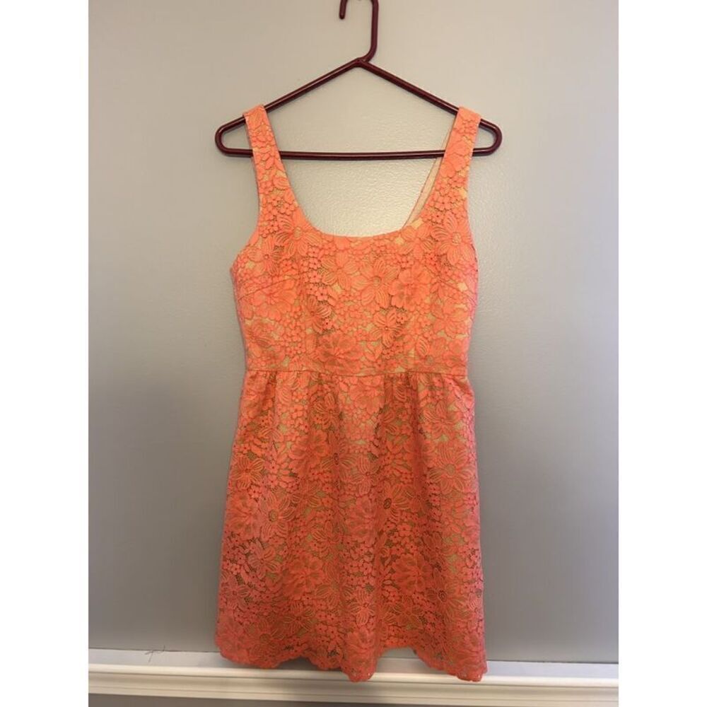 Trina Turk Gaviota Tropical Garden Lace Coral Nectar Sleeveless Dress - size 4?